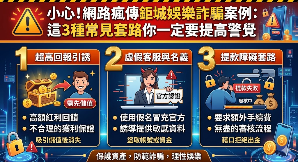 小心！網路瘋傳鉅城娛樂詐騙案例：這3種常見套路你一定要提高警覺