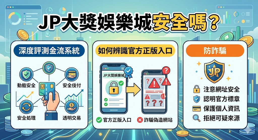 探討 JP 大獎娛樂城的安全性時，金流系統的穩定度與入口網站的真實性是兩大核心指標。深度評測顯示，該平台採用多重加密技術保護玩家資產，但隨著知名度提升，市面上出現大量偽冒的假入口站點試圖詐取資安與金鑰。玩家若要辨識官方正版入口，必須檢查網址是否有正確的 SSL 安全憑證，並觀察官方客服的連動性，避免點擊不明的簡訊連結或來源可疑的廣告跳轉。確保金流安全的首要法則在於確認存款帳號的變動頻率與提領程序的透明度，資深玩家建議應隨時對比社群討論區的最新評價，並在登入前仔細比對官方標誌與介面細節。透過強化個人防詐意識，並掌握系統化辨識技巧，才能在追求 JP 大獎的過程中，有效避開虛假網站的誘騙陷阱，確保每一次的儲值與提領都能在高度安全的防護機制下完成。
