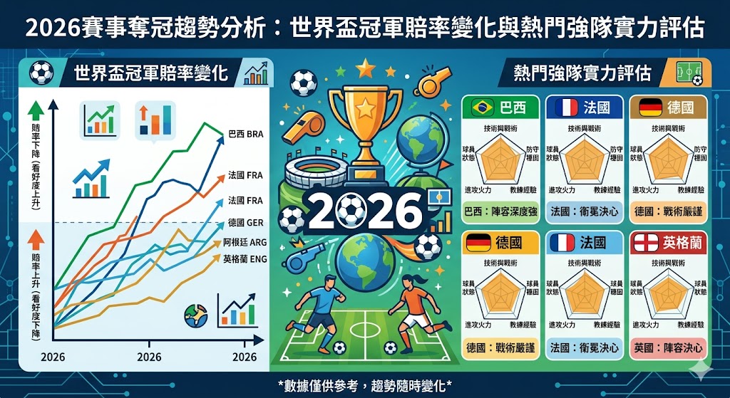 2026賽事奪冠趨勢分析：世界盃冠軍賠率變化與熱門強隊實力評估