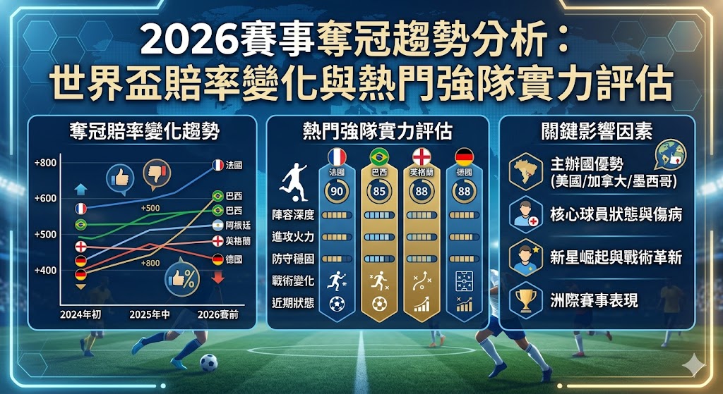 2026賽事奪冠趨勢分析：世界盃冠軍賠率變化與熱門強隊實力評估