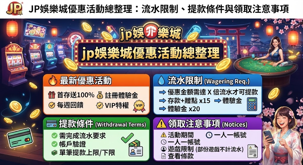 別讓流水卡死你的彩金!立即查看 JP 娛樂城優惠總整理 別讓流水卡死你的彩金!立即查看 JP 娛樂城優惠總整理